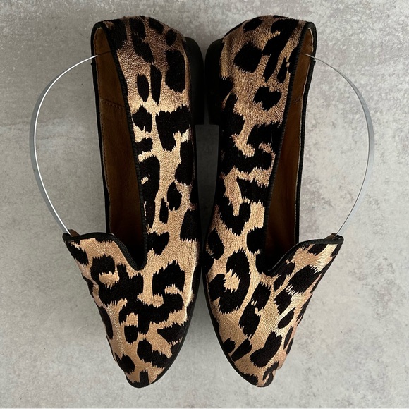 🌼 BP Metallic Leopard Jacquard Fabric Smoking Loafer Flats, 8 - Picture 3 of 10